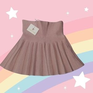 Pink Wool Pleated Skirt